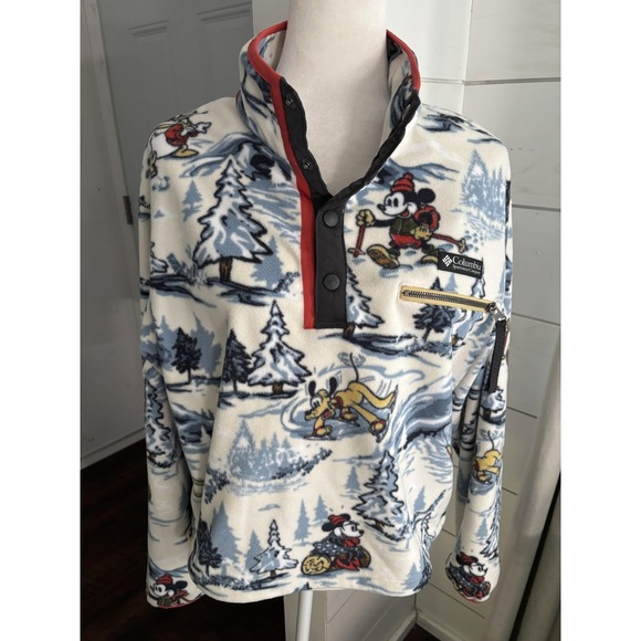 Columbia Disney 100 Fleece Pullover Snap Women Medium Ski Mickey Pluto 2023 Rare